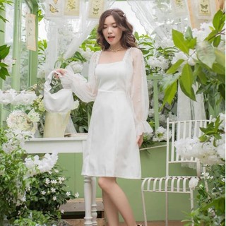 Đầm dự tiệc Gin tay phồng đính hạt cao cấp