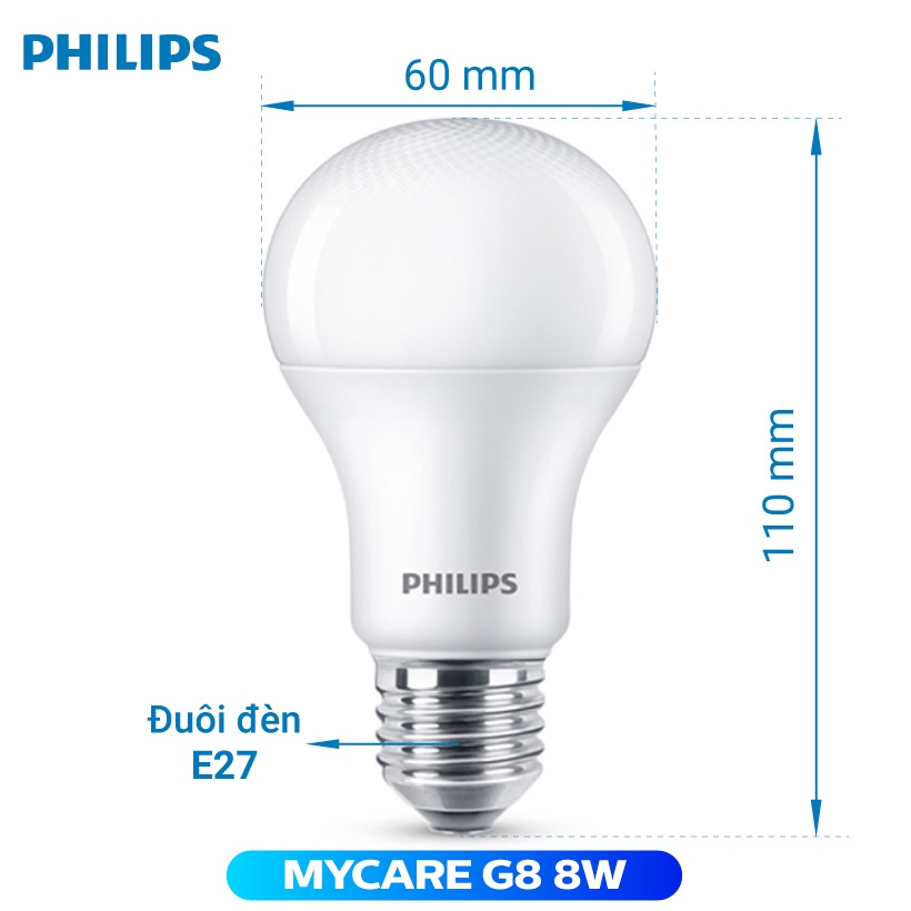 Bóng đèn Philips LED MyCare 8W 3000K E27 A60 - Ánh sáng vàng