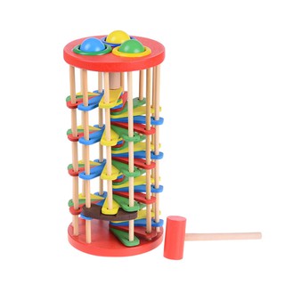 {buddi} Pound And Roll Wooden Tower With Hammer Knock The Ball Roll Off Ladder Kids Toy 0 0 0 0 0{LJ}