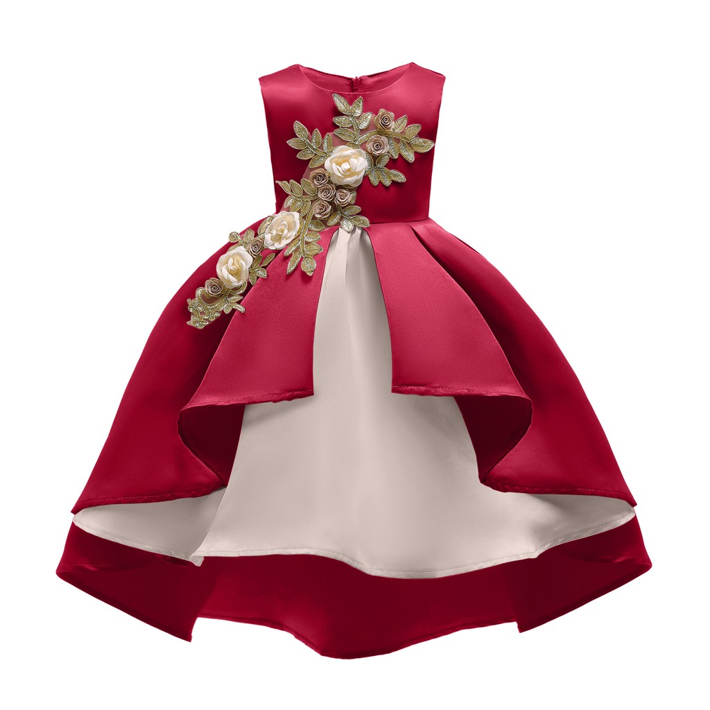 Kids Dresses For Girls Elegant Princess Christmas Evening Party Dress Flower Girl Wedding Gown