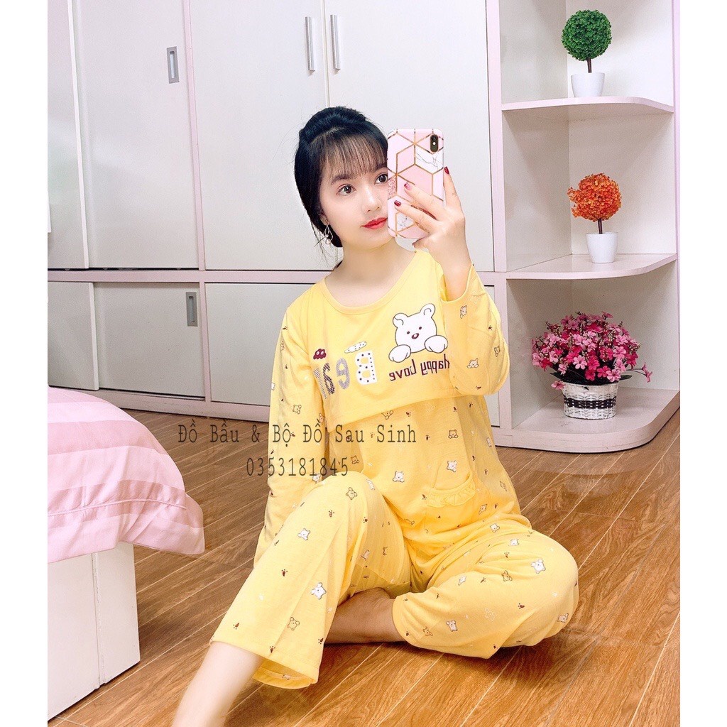Bộ bầu - bộ sau sinh - cho con bú - chất liệu cotton