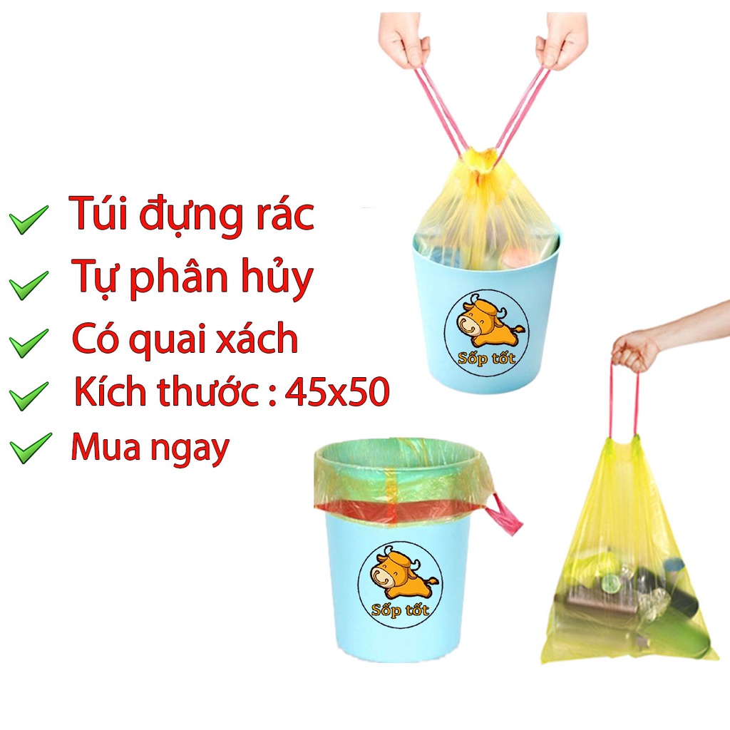 Túi đựng rác có dây rút tiện lợi quai xách đi vứt rác dễ sử dụng GD96