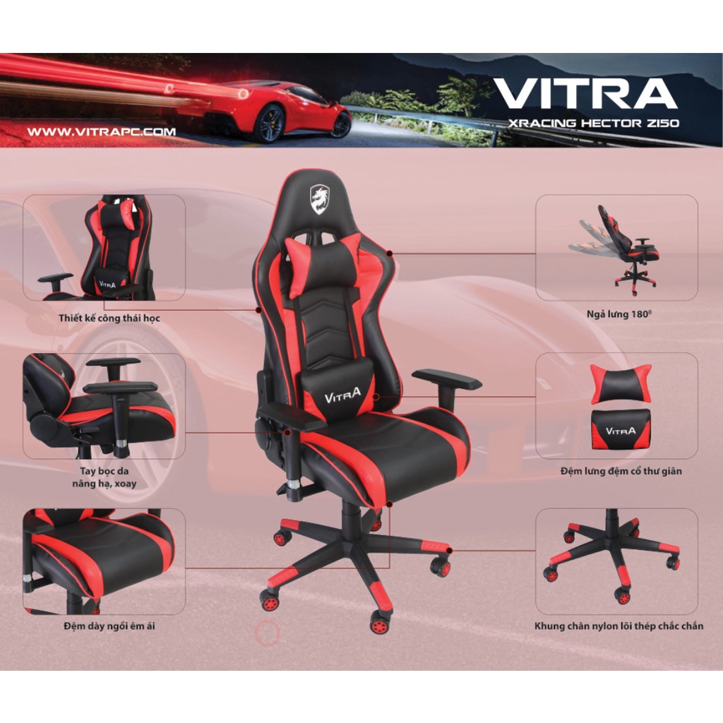 Ghế Game Cao cấp Vitra Hector Z150 Đỏ Đen