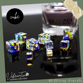 Combo pha lê Swarovski khối vuông 4mm/6mm/8mm/10mm