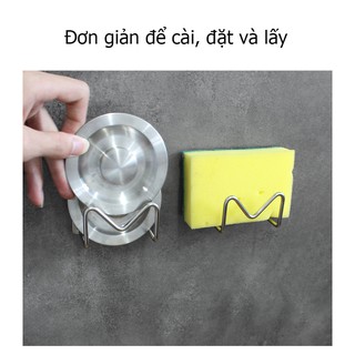 Giá treo nắp đậy chậu nửa chén bát, miếng xốp rửa chén bát Inox 304