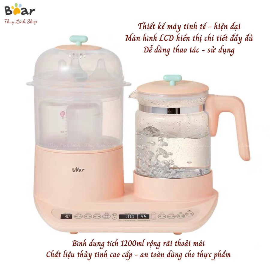 MÁY TIỆT TRÙNG SẤY KHÔ BÌNH SỮA VÀ MÁY HÂM SỮA - BÌNH ĐUN NƯỚC PHA SỮA BEAR 4IN1 BẰNG HƠI NƯỚC - BH 1 NĂM