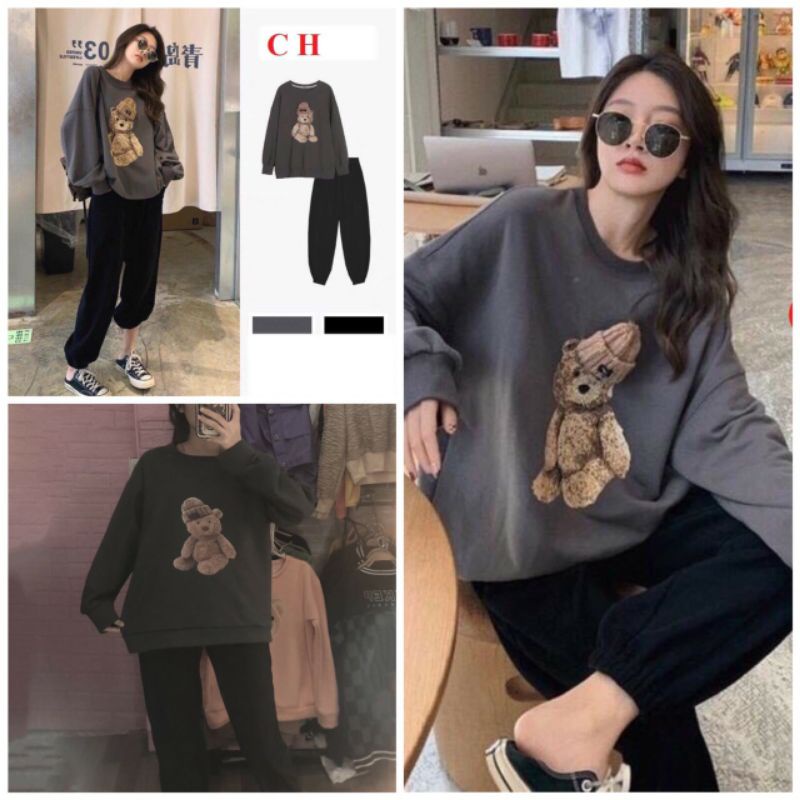 Bộ ngủ nữ Gấu Đội Mũ LenÁo SWEATER ấm áp, giữ nhiệt tốtbộ thu đông☘️Chất nỉ cotton☘️2 lớpUnisex mặc nhà nữ Kute