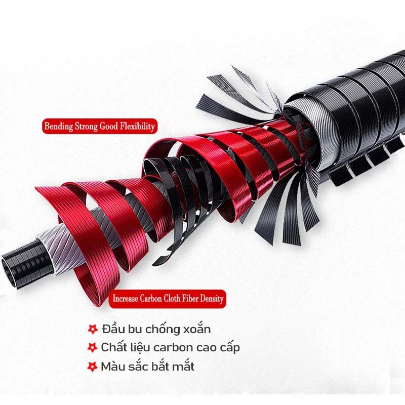 Cần câu lure máy ngang và máy đứng RollFish đỏ đen, đầu bu chống xoắn RF-1