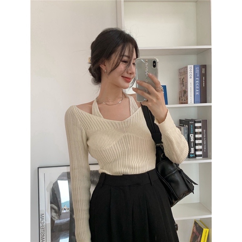 Áo Sweater Tay Dài Hở Vai Dáng Ôm Quyến Rũ Thời Trang Cho Nữ -shopbelinh