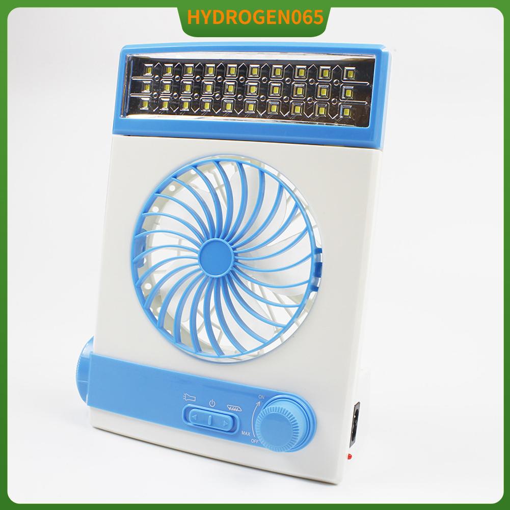 Quạt chạy bằng năng lượng mặt trời với đèn pin LED ánh sáng Đèn siêu im lặng bàn nhỏ cho cắm trại dã ngoại ngoài Ký túc xá Hydrogen065