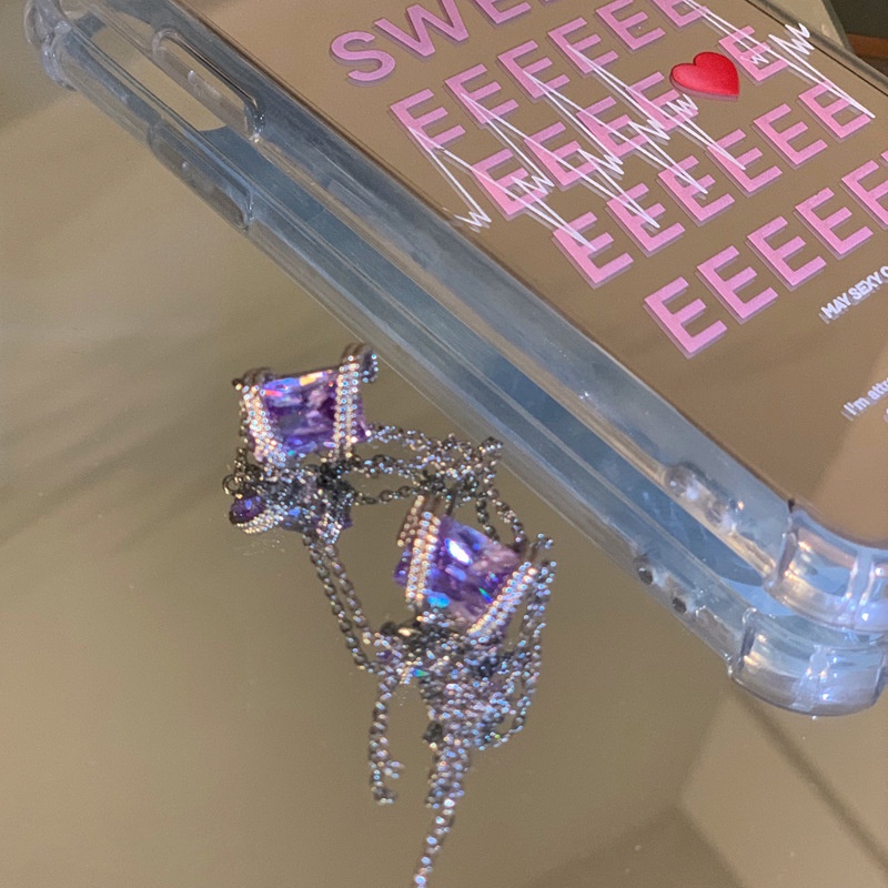 Bông Tai Dáng Dài Đính Đá Phối Tua Rua Xinh Xắn Thời Trang