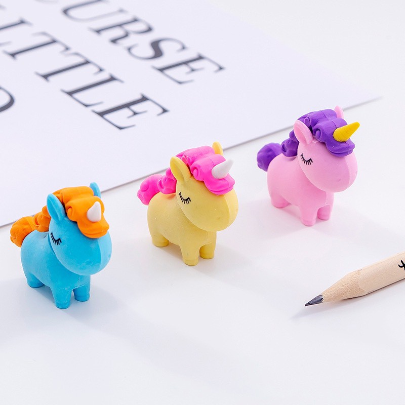 SÉT 5 CÁI CỤC GOM TẨY HÌNH UNICORN, MÀU SẮC DỄ THƯƠNG, LÀM QUÀ CHO BÉ YÊU