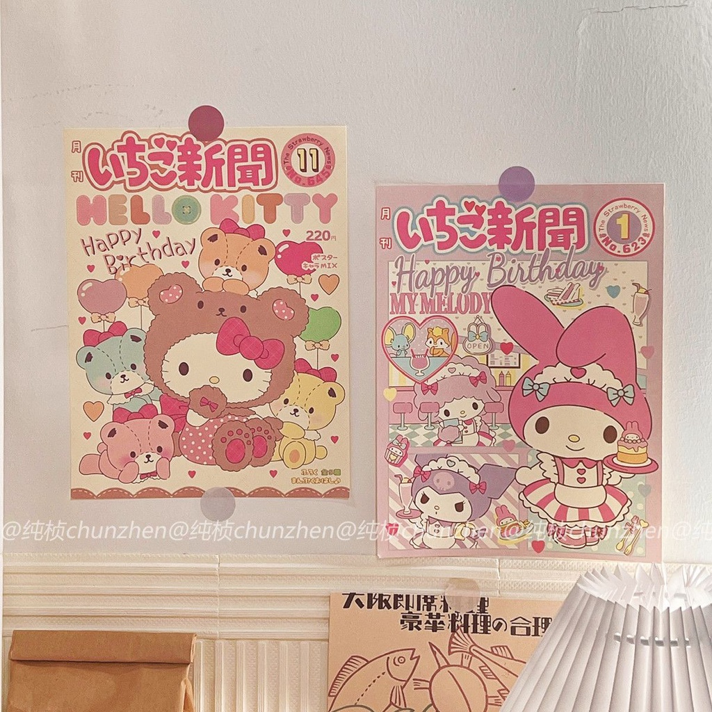 Sanrio Giấy Dán Tường Tự Dính Hình Chú Chó Pacha Dễ Thương Trang Trí Phòng Bé Gái
