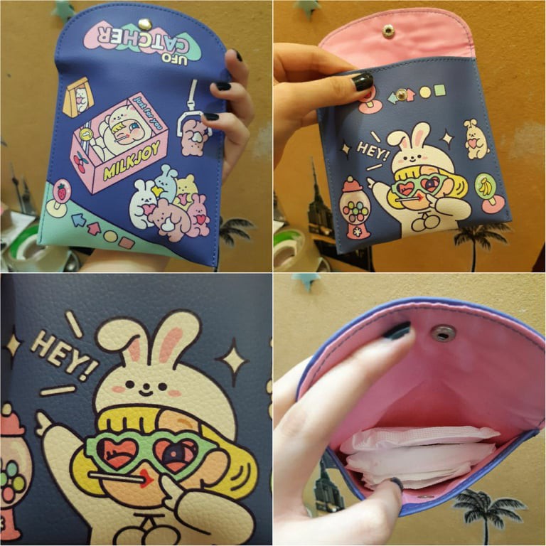Ví vuông da PU đựng tampon kín đáo cho con gái Bentoy Milkjoy UFO Catcher Dream bunny pastel the grand pet shop corgi