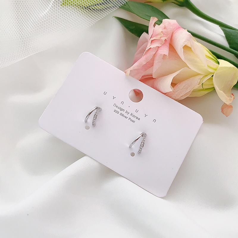 We Flower Bông Tai Mạ Bạc 925 Hình Chữ C Đính Đá Zircon Đơn Giản Thời Trang Cho Nữ