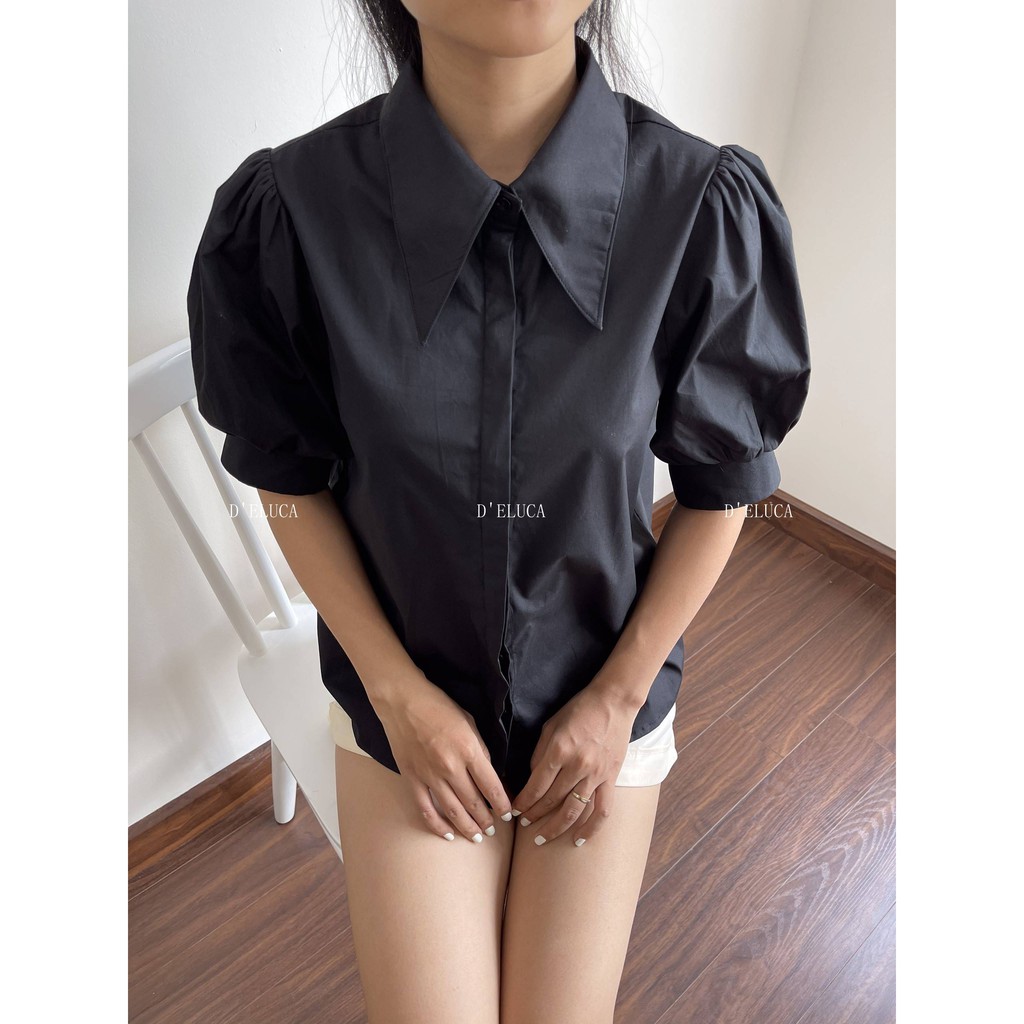 [Hình+Video Thật] Áo Sơ-mi Nữ Tay Bồng Cổ Nhọn Xinh Xắn Chất Liệu Thô Nhật Cao Cấp | BigBuy360 - bigbuy360.vn