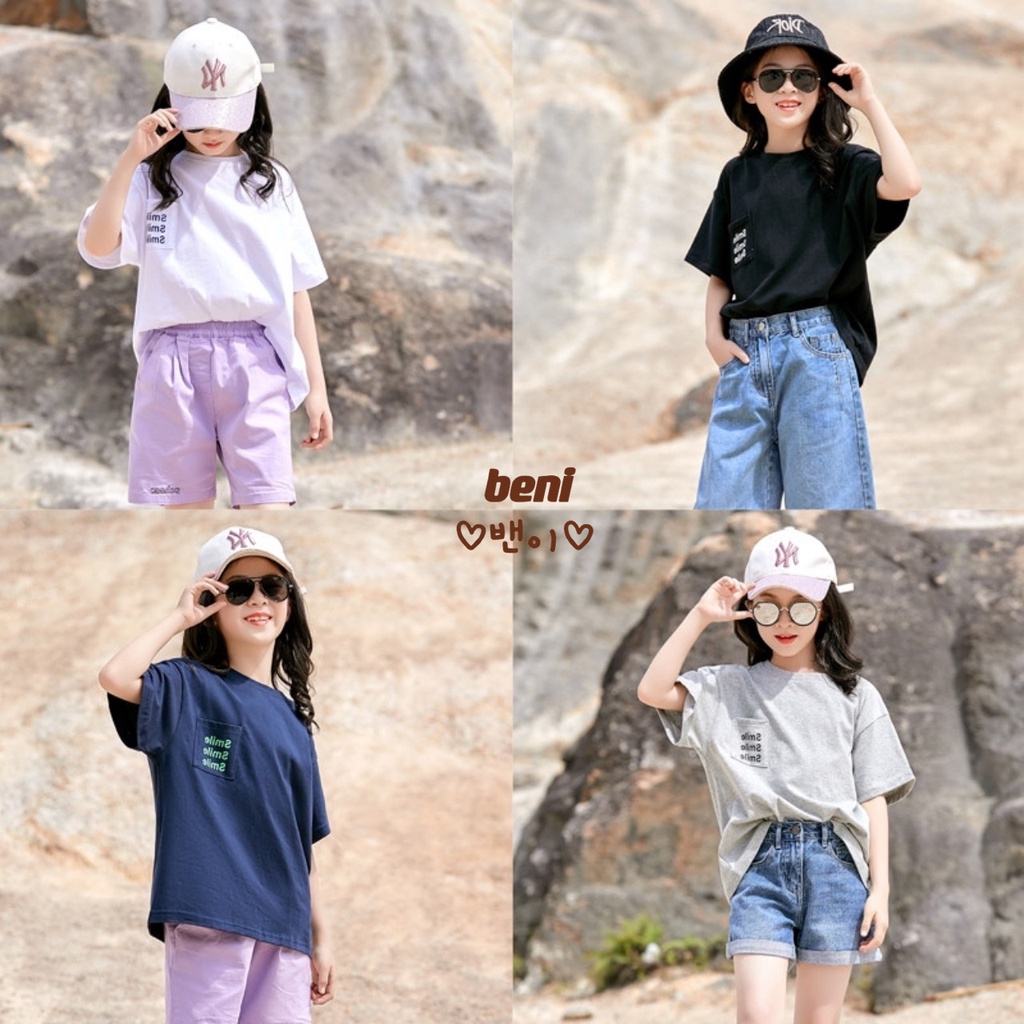 Áo Phông Hè Cho Bé Trai Bé Gái 5-10 Tuổi Màu Sắc Basic Phong Cách Hàn Quốc Chất Loại Cotton Siêu Mềm - Beni - 17