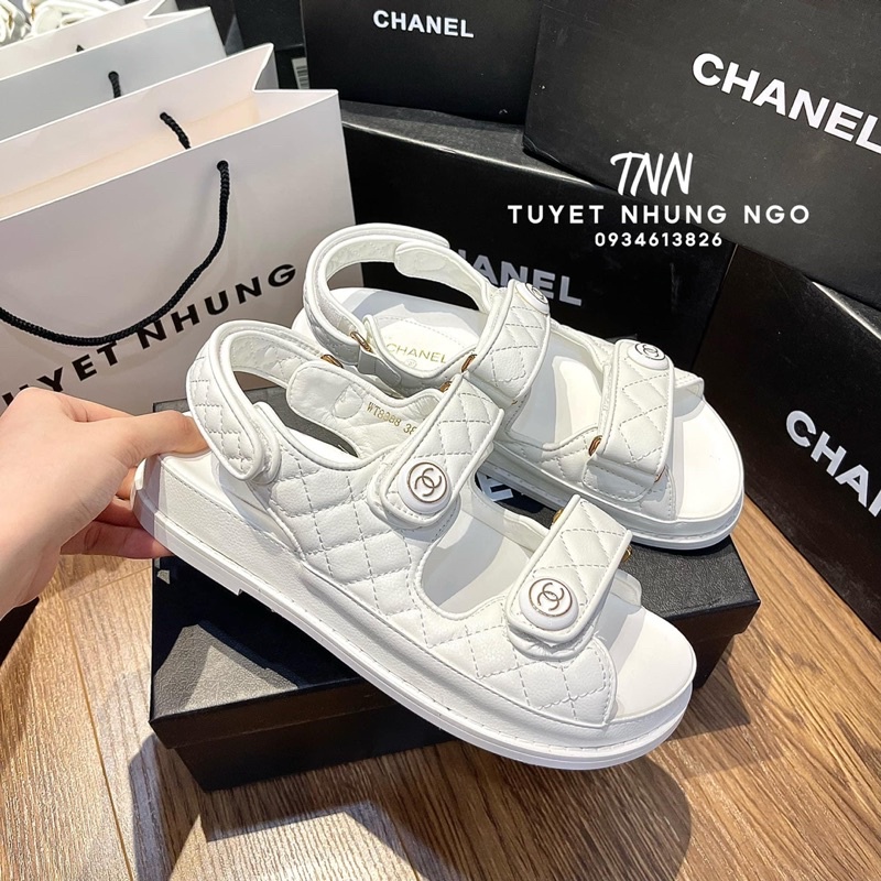 Sandal chanel quai dán siêu cấp full hộp,thẻ, túi giấy ( ảnh thật )