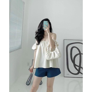 Set áo trễ vai quần xanh dành cho nữ