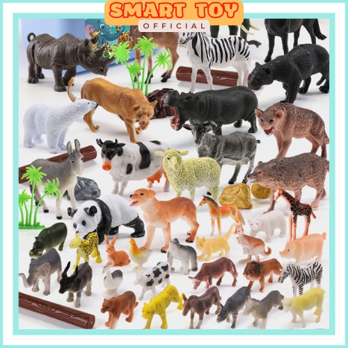 Bộ đồ chơi mô hình động vật 58 chi tiết cho bé khám phá, đồ chơi giáo dục cho bé yêu