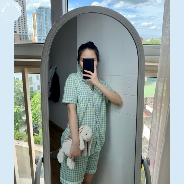 [Ảnh Thật] Bộ Ngủ Nữ Họa Tiết Caro Hàn Quốc Ulzzang Cute Form Rộng - Pijama Hè Đồ Mặc Nhà Quần Đùi Hot Trend -Daube-S009