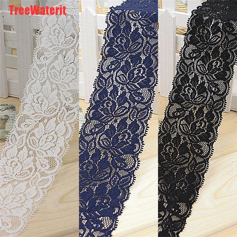 TreeWaterit 1yard 6.5cm Flower Stretch Lace Trim Sewing Dress Skirt Decor DIY Ribbon Craft