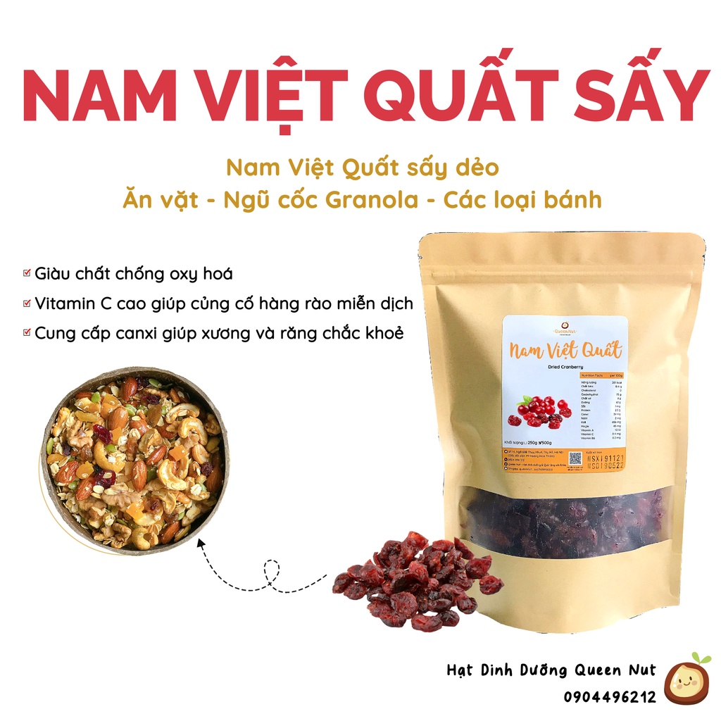 Nam Việt Quất sấy 500G - Ăn vặt/ Làm ngũ cốc granola / Làm các loại bánh