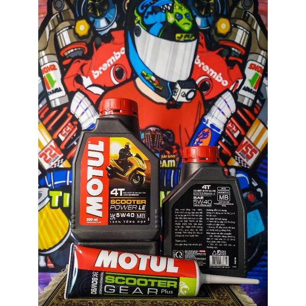 Combo Nhớt Motul Scooter Power LE 5w40 & Motul Scooter Gear Plus 80w90