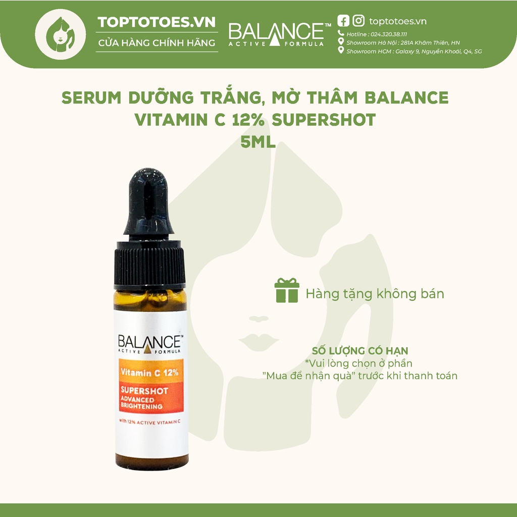 Serum Balance Vitamin C 12% Supershot dưỡng trắng, mờ thâm 5ml [Quà Tặng Kèm Đơn Hàng]