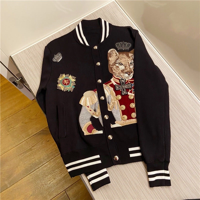 Áo Cardigan Bomber Thêu nổi Lion Cao cấp -ORD