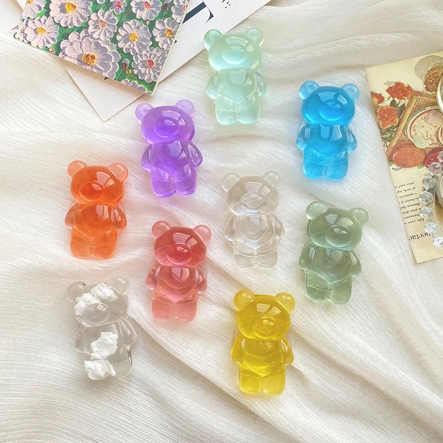 Giá Đỡ Điện Thoại Cầm Tay Hình Gấu Pha Lê 3D Tự Dính Có Thể Thu Gọn Cho iPhone &amp; Android