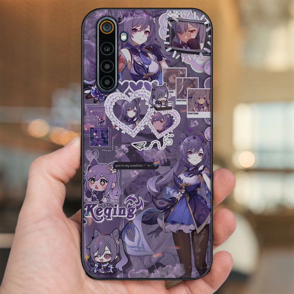 Ốp lưng Realme 6, 6 Pro viền đen in hình Keqing Genshin Impact