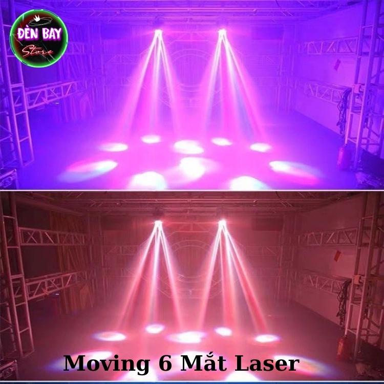 Đèn Moving 6 Mắt Có Laser Xoay 360 Độ Dùng Cho Sân Khấu, Bar, Karaoke