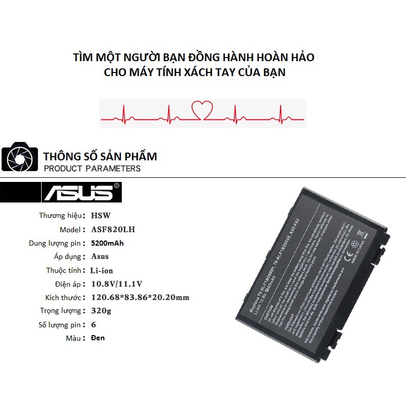 Pin Laptop ASUS ASF820LH 5200mAh 6Cell Cao Cấp