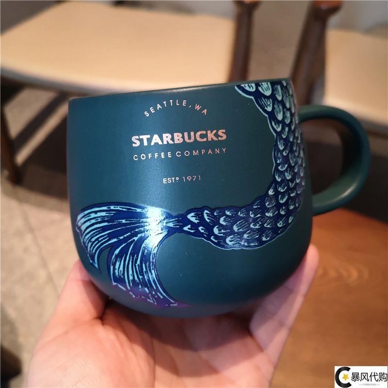 STARBUCKS Cốc uống nước bằng sứ in hình đuôi cá dễ thương