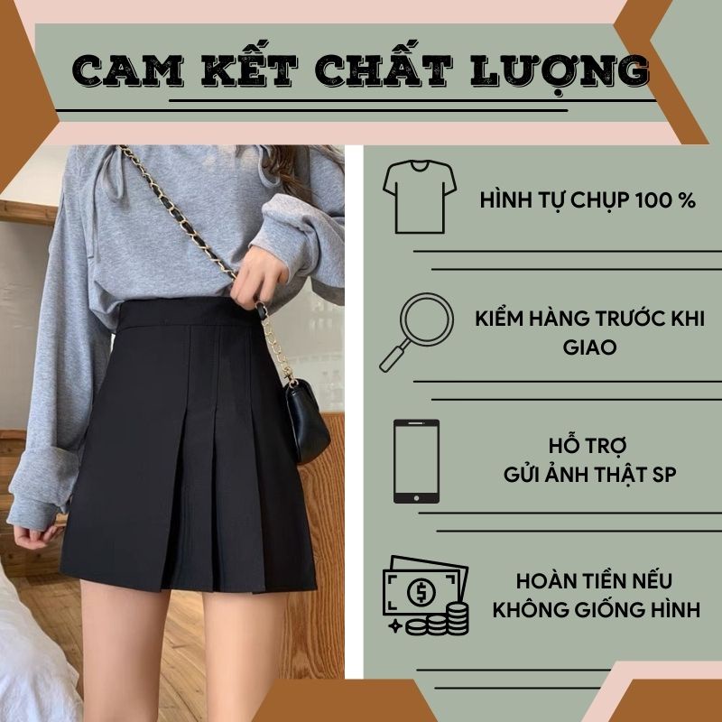 Chân váy xếp li chữ A xếp li dáng ngắn phong cách Hàn Quốc trẻ trung