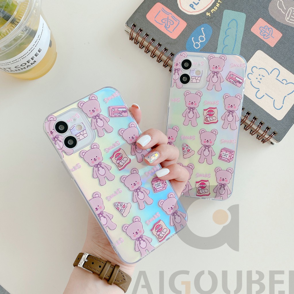 2021 New Laser Hàn Quốc Phong cách kẹo gấu Vỏ điện thoại silicon 12 12Pro 12ProMax 11Pro 11ProMax 7 8 7Plus 8Plus X XS XR XSmax Vỏ mềm mờ | BigBuy360 - bigbuy360.vn