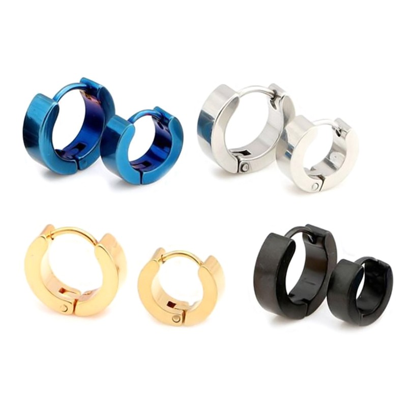 Hoa tai dáng tròn chất liệu thép không gỉ phong cách punk cá tính