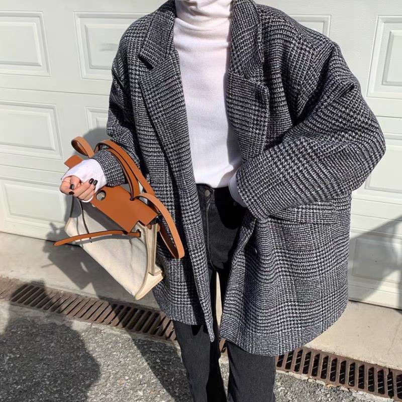 Áo Khoác Dạ Dáng Blazer Form Oversize Hàn Quốc, Áo Khoác Dạ Ulzzang Dáng Rộng