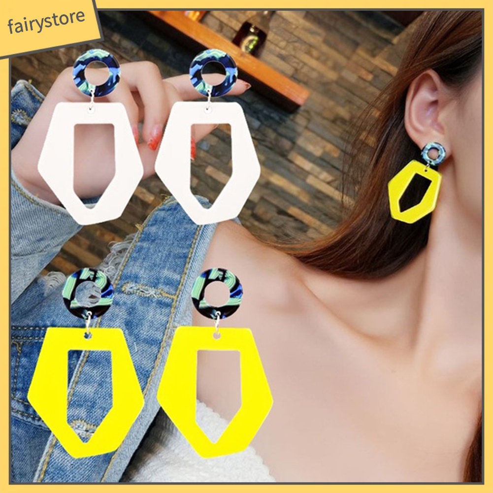 Đôi bông tai kiểu lục giác thời trang bắt mắt cho nữ