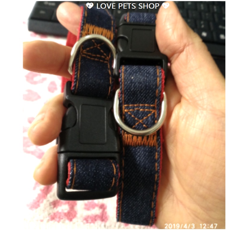 VÒNG CỔ CHO CHÓ MÈO BẰNG VẢI JEAN 2 LỚP &quot;MẪU MỚI&quot; - LOVE PETS SHOP