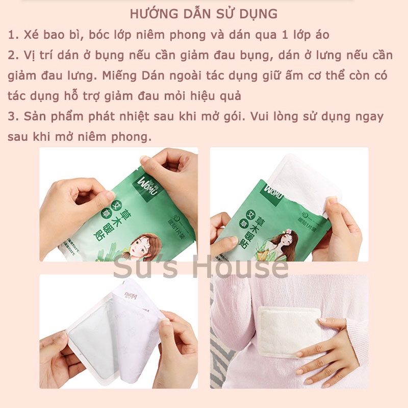 Miếng dán nhiệt giữ ấm cơ thể, đau bụng kinh Womu