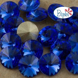 2 viên pha lê Tiệp 14mm màu xanh biển.