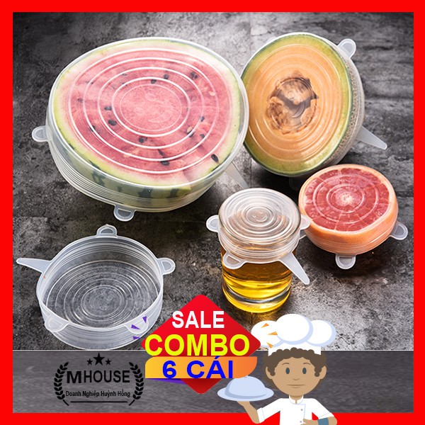 Combo 6 Nắp Đậy Silicon Co Giãn Bảo Quản Thức Ăn