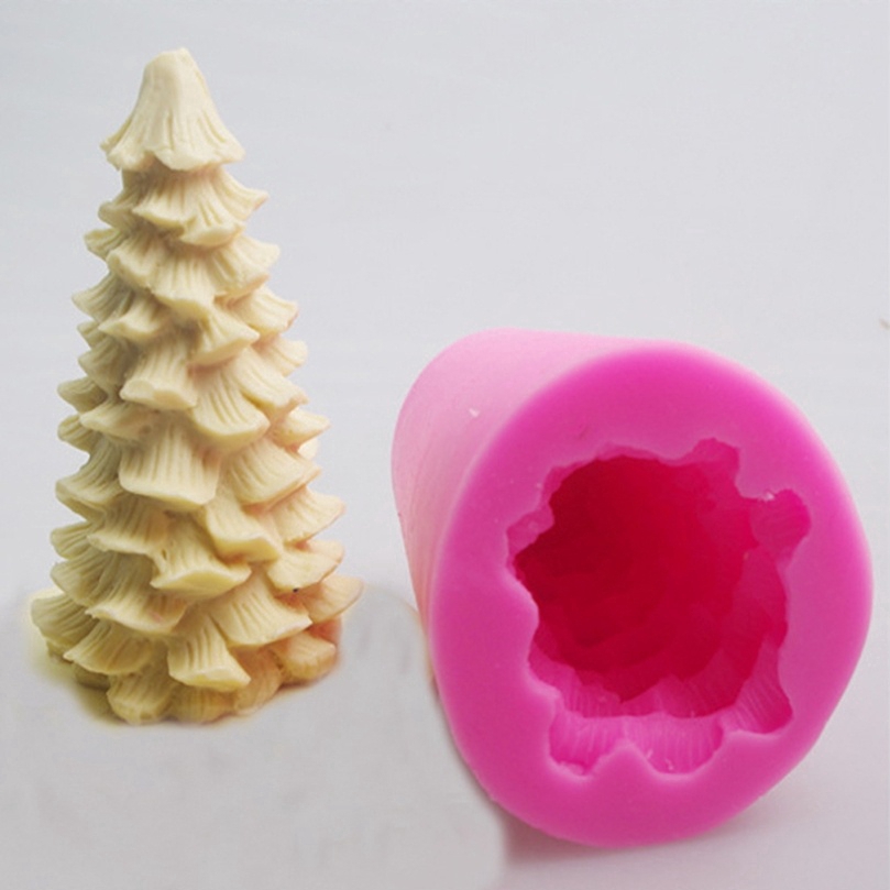 3D Christmas Tree Candle Trumpet Silicone Soap Mold Fondant Cake Baking Tool