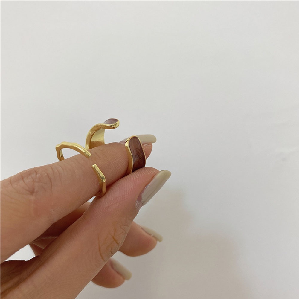 Set 2 nhẫn hở hình tròn bằng kim loại tráng men nhiều màu thời trang cho nữ