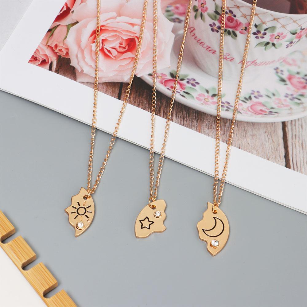 CACTU Set 3 Vòng cổ Tình Bạn Mặt Trăng / Mặt Trời / Đám Mây / Ngôi Sao Đính Đá
