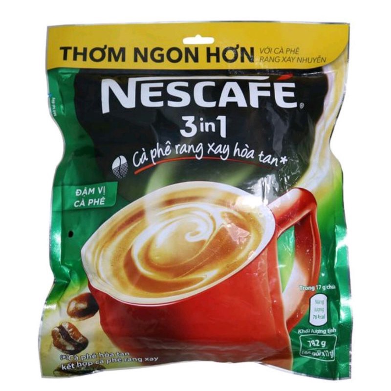 Túi 46 gói x 17g NESCAFE 3in1 Rang xay Đậm Vị Cà Phê (NET Xanh,Đỏ)