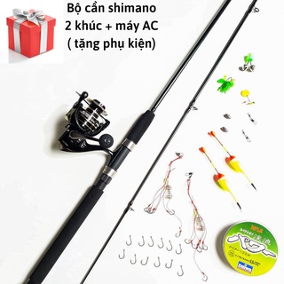 Bộ cần câu đặc 2 khúc shimano siêu bạo lực, máy deukio AC ( tặng kèm dây câu và phụ kiện)