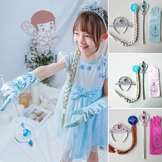 Set 4 găng tay + vương miện + gậy phép thuật hóa trang công chúa frozen cho bé gái